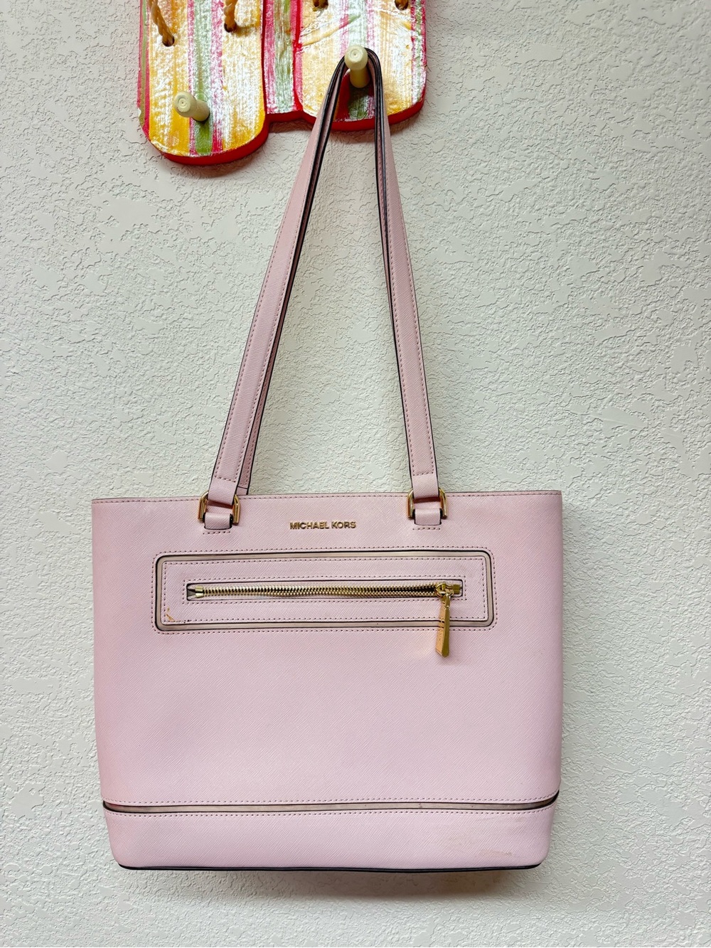 Michael Kors Light Pink Saffiano Shoulder Tote
